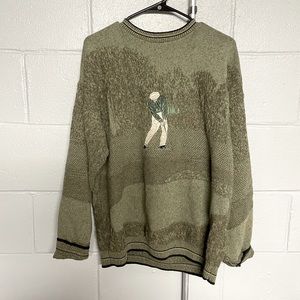 Men’s Embroidered “Golfing Man” Crew Neck